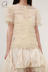 Renaissance Renaissance 24 Autumn/Winter Pleated Tulle T-shirt Top RNS-CLARA-BUTTER YELLOW CLARA